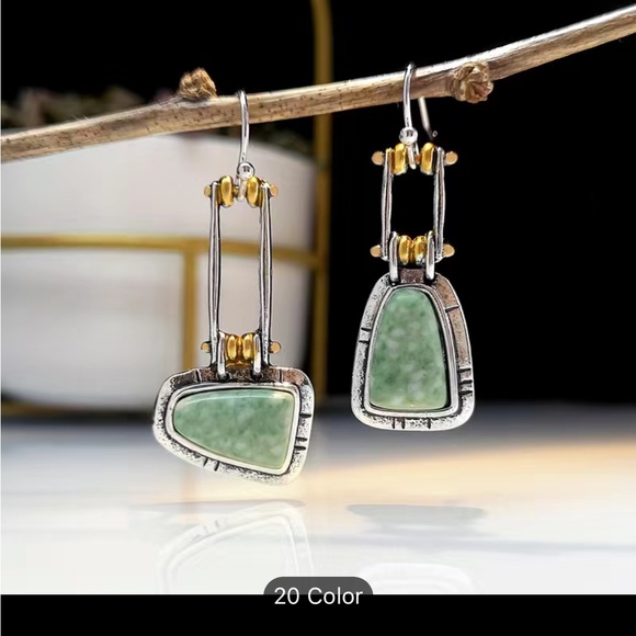 NWT Chic Natural Gemstone Turquoise Stud Hook
Dangle Earring - Picture 3 of 3